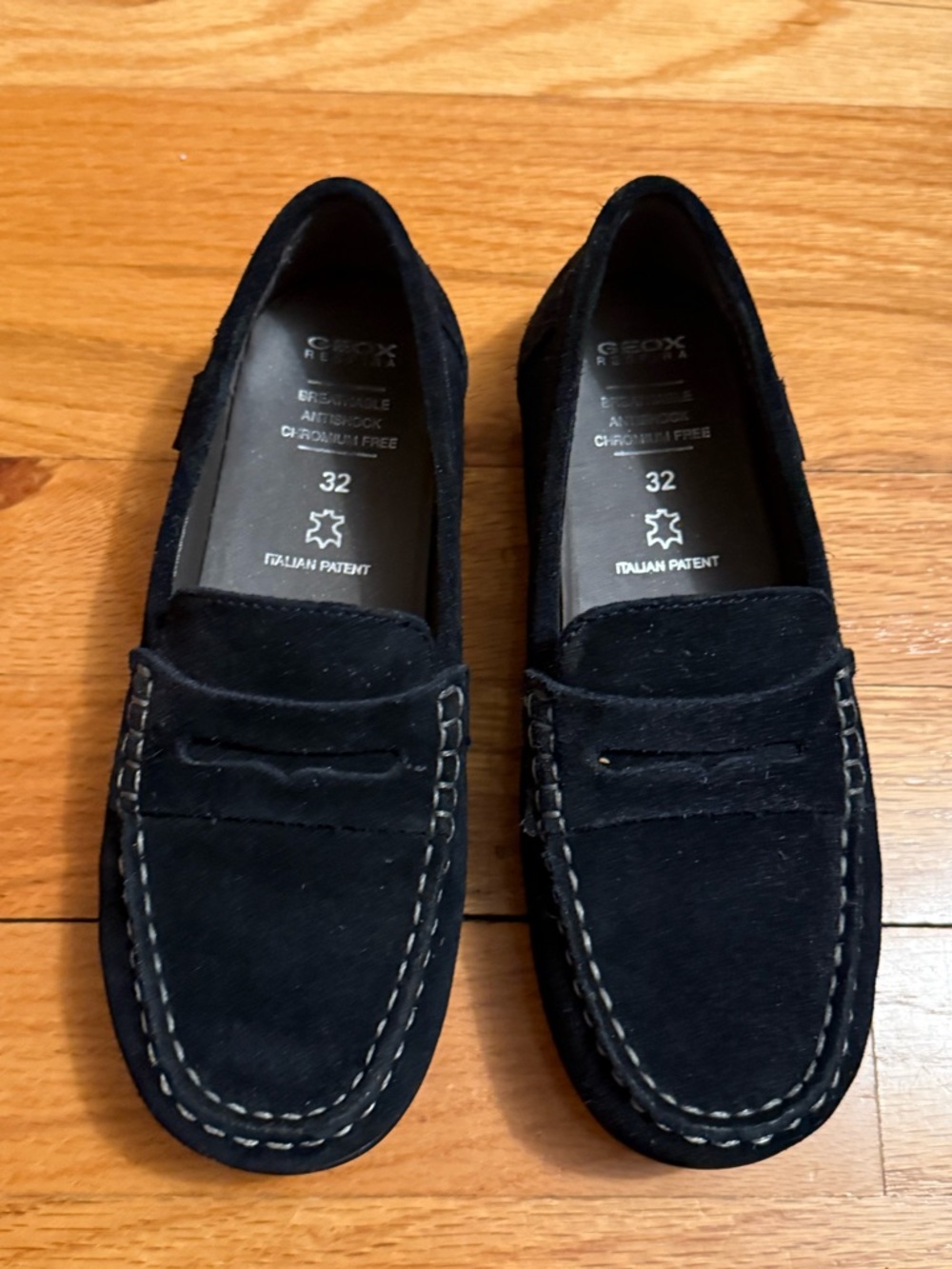 NIB~ Geox Black Suede Penny Loafers for boys